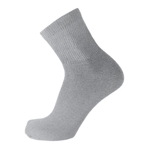 Men's Diabetic Quarter Length Athletic Sport Socks (Grey) - 6 Pairs