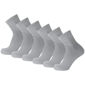 Women's Diabetic Quarter Length Athletic Sport Socks (Grey) - 6 Pairs