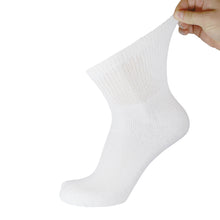 Load image into Gallery viewer, Men&#39;s Diabetic Quarter Length Athletic Sport Socks (White) - 6 Pairs
