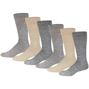 Men's 6 Pairs of Super-Soft Cotton Crew Socks (Marled Heather Grey)