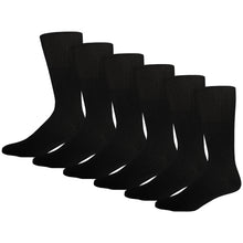 Load image into Gallery viewer, Men&#39;s Dress Crew Socks for Diabetics with Loose Top (Black) - 6 Pairs
