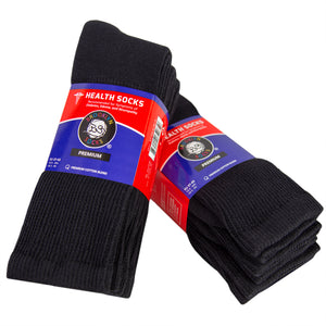 Premium Women’s Black Soft Breathable Cotton Crew Socks, Non-Binding & Comfort Diabetic Socks, Fits Shoe Size 6-11 - 6 Pairs