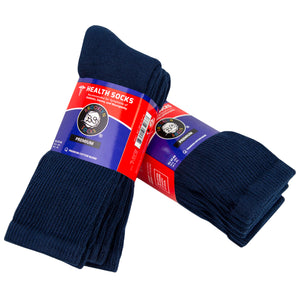 Premium Women’s Navy Soft Breathable Cotton Crew Socks, Non-Binding & Comfort Diabetic Socks, Fits Shoe Size 6-11 - 6 Pairs