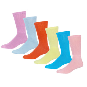 Premium Women’s Colorful Soft Breathable Cotton Crew Socks, Non-Binding & Comfort Diabetic Socks, Fits Shoe Size 6-11 - 6 Pairs