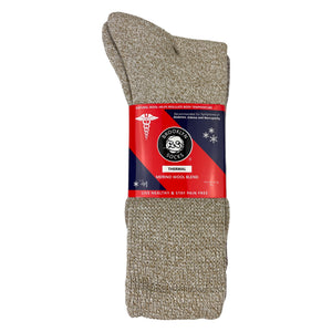 6 Pairs of Diabetic Thermal Merino Wool Warm Socks (Assorted, Shoe Size US Men 9.5-12/Women 11-13)