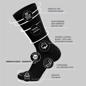 Men's Diabetic Cotton Neuropathy Crew Socks (Black) - 6 Pairs