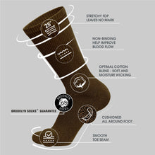 Load image into Gallery viewer, Men&#39;s Diabetic Cotton Neuropathy Crew Socks (Brown) - 6 Pairs
