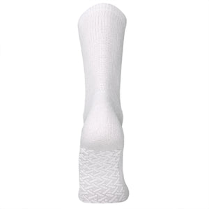 Women's Non-Skid Diabetic Cotton Crew Gripper Socks with Non Binding Top (White) - 6 Pairs