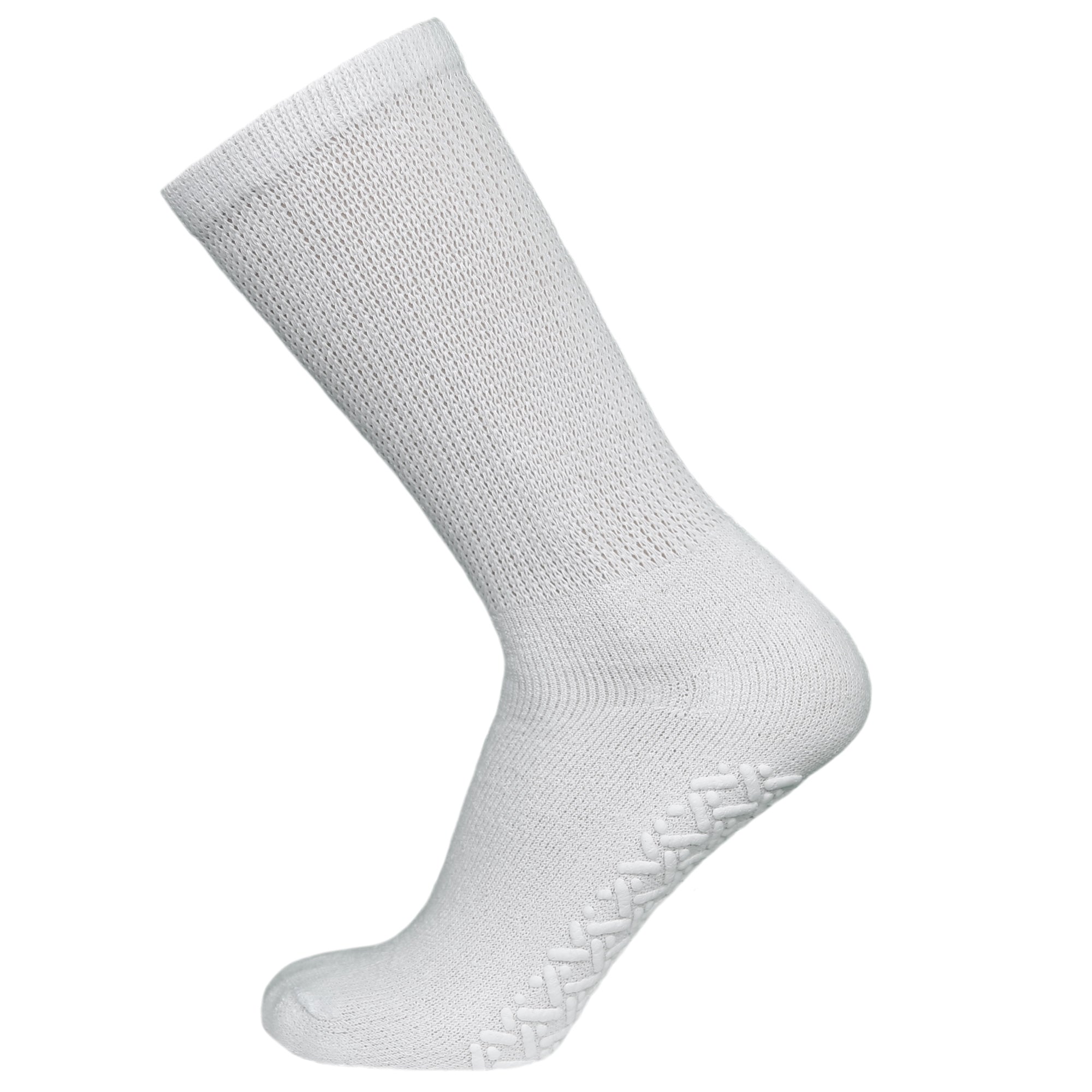 Men's Non-Skid Diabetic Cotton Crew Gripper Socks with Non Binding