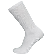 Load image into Gallery viewer, Men&#39;s Non-Skid Diabetic Cotton Crew Gripper Socks with Non Binding Top (White) - 6 Pairs
