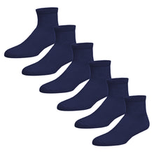 Load image into Gallery viewer, Premium Women’s Navy Soft Breathable Cotton Ankle Socks, Non-Binding &amp; Comfort Diabetic Socks, Fits Shoe Size 6-11 - 6 Pairs
