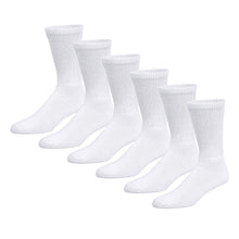 Load image into Gallery viewer, Premium Women’s White Soft Breathable Cotton Crew Socks, Non-Binding &amp; Comfort Diabetic Socks, Fits Shoe Size 6-11 - 6 Pairs
