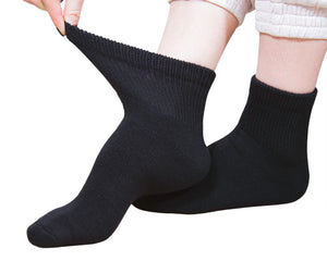 Premium Women’s Black Soft Breathable Cotton Ankle Socks, Non-Binding & Comfort Diabetic Socks, Fits Shoe Size 6-11 - 6 Pairs