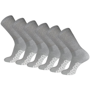Diamond Star 3-Pack Non-Skid Diabetic Crew Socks - Loose Fit, Gripper Soles For Men & Women