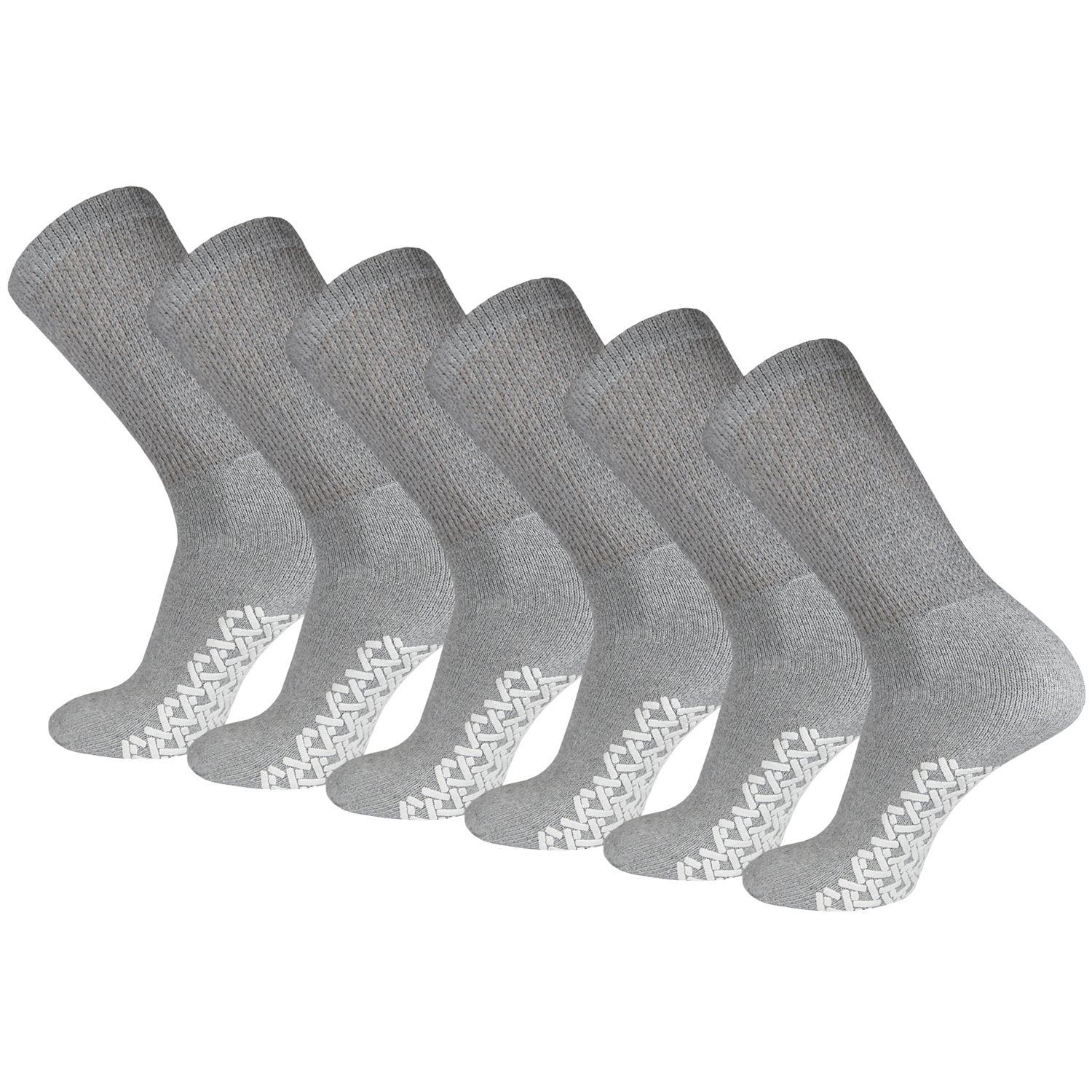Women's Non-Skid Diabetic Cotton Crew Gripper Socks with Non
