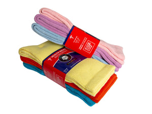 Premium Women’s Colorful Soft Breathable Cotton Crew Socks, Non-Binding & Comfort Diabetic Socks, Fits Shoe Size 6-11 - 6 Pairs