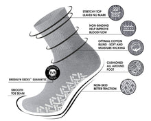 Load image into Gallery viewer, Men&#39;s Non-Skid Diabetic Cotton Quarter Socks with Non Binding Top (Grey) - 6 Pairs
