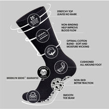 Load image into Gallery viewer, Men&#39;s Non-Skid Diabetic Cotton Crew Gripper Socks with Non Binding Top (Black) - 6 Pairs
